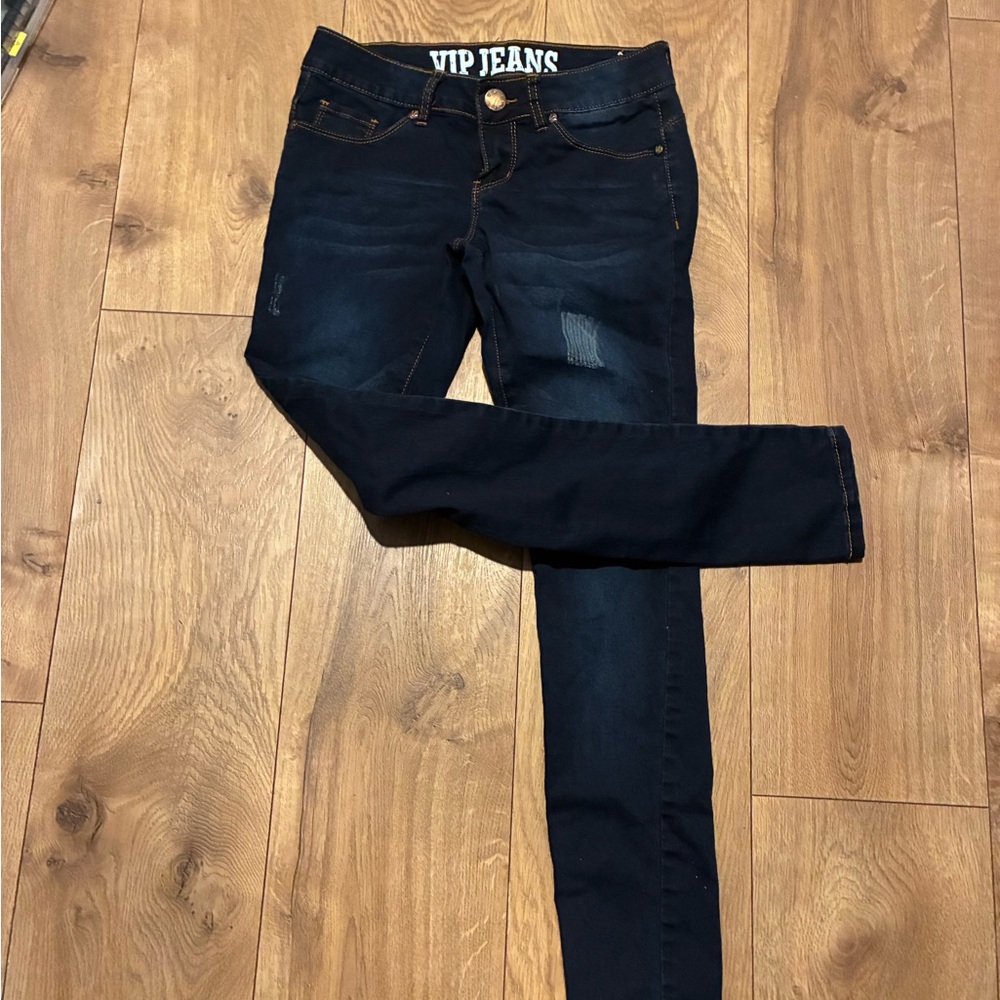 VIP Junior girls dark  Blue Denim jeans skinny stretch. Sz 1/2